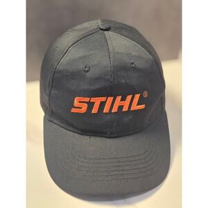 Stihl Outfitters Apparel Black Orange Embroidered Logo Snapback Hat Mens Cap
